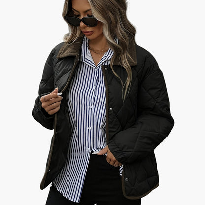 Dam Quilted Vintage Jacka för Vardagsbruk och Höstmode