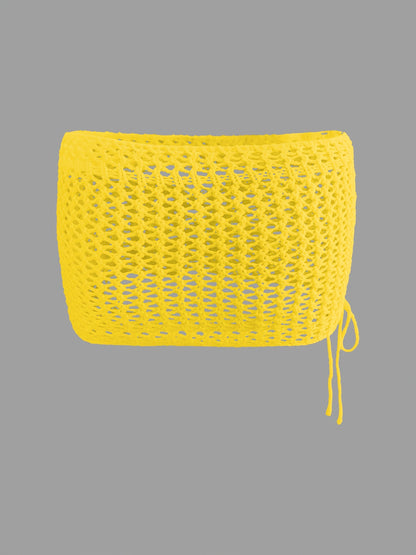 Dam Mini Strandkjol Boho Stil Öppenstickad - Perfekt för Semester och Festival