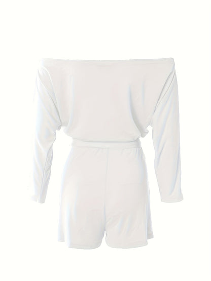 Dam Lounge Off-Shoulder Kort Set – Trendigt och Avslappnat Sommarplagg