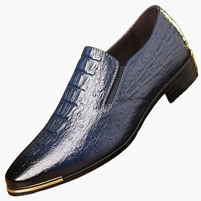 Herr loafers eleganta slip-on skor med krokodilmönster för fest och vardag
