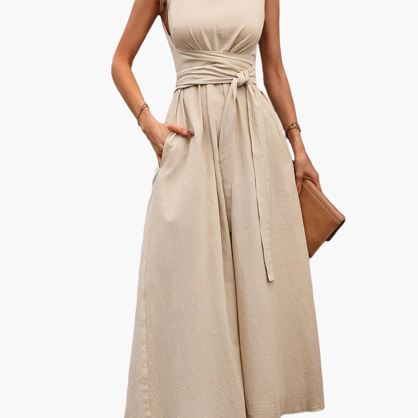 Dam Jumpsuit Elegant Ärmös Vid Benslut Sommar Fest och Vardag