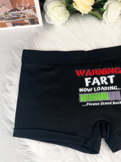 Herrboxershorts med skämtmotiv – "Warning: Fart Now Loading" – Roliga kalsonger för vardag och present