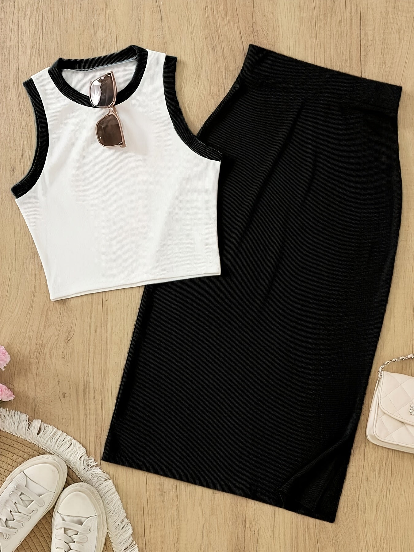 Damset – Elegant midikjol och ärmlös topp, vår/sommar, vardag & fest
