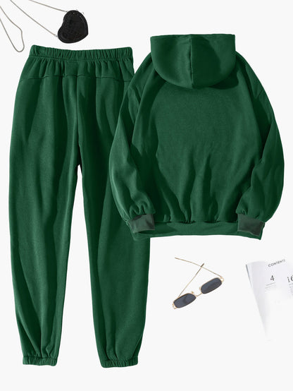 Damers avslappnade sportiga hoodie och byxset – perfekt för vardag och fritid