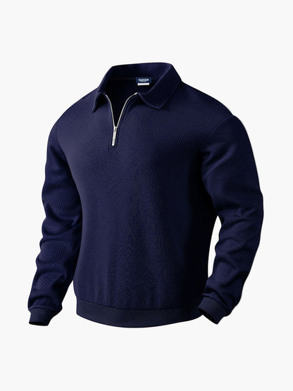 Herr – Pullover med halvdragkedja och diskret mönster – Smart casual tröja för vardag och kontor
