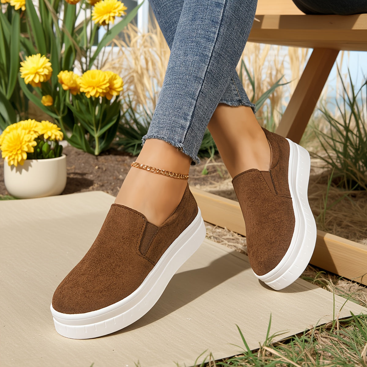 Dam Slip-on Sneakers med Platåsula – Elegant och Vardagschic Loafer för Vår och Sommar