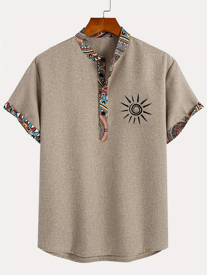 Herr T-shirt med etnisk mönster och avslappnad passform – Perfekt för sommar och vardag