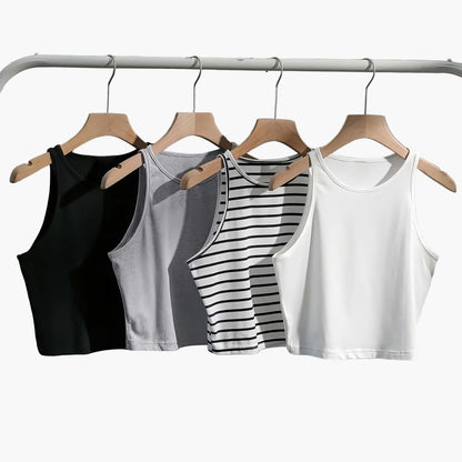Damlinne – Trendigt och Bekvämt Ribbade Crop Top för Vardag och Träning