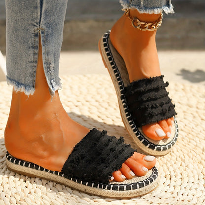 Dam Sandaler Bohemisk Slip-in Espadrille Stil för Sommar och Semester