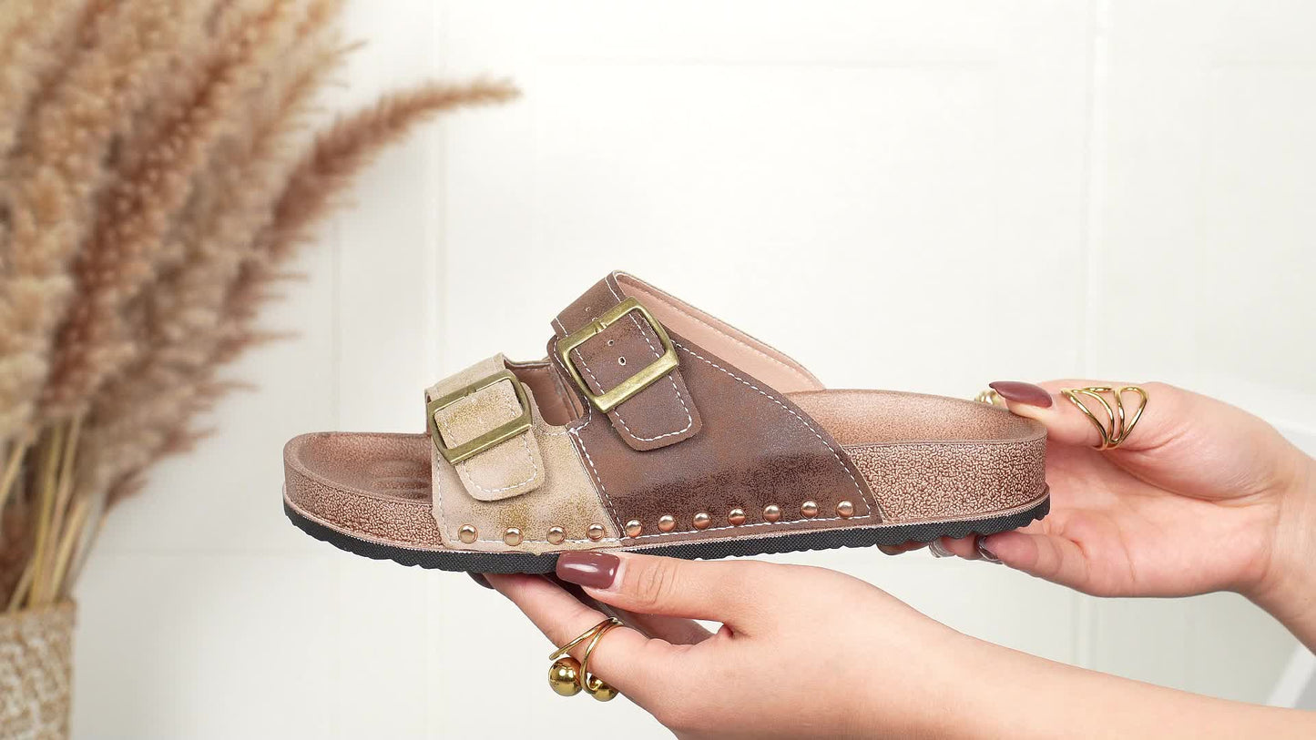 Dam Tofflor Retro Sandaler med Spänne och Platt Sula – Vardag & Sommar