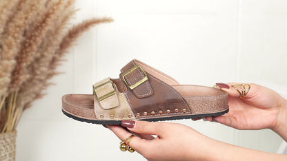 Dam Tofflor Retro Sandaler med Spänne och Platt Sula – Vardag & Sommar