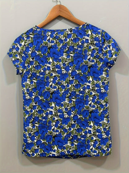 Dam Blus Kortärmad Blommig Elegant Vardagsstil