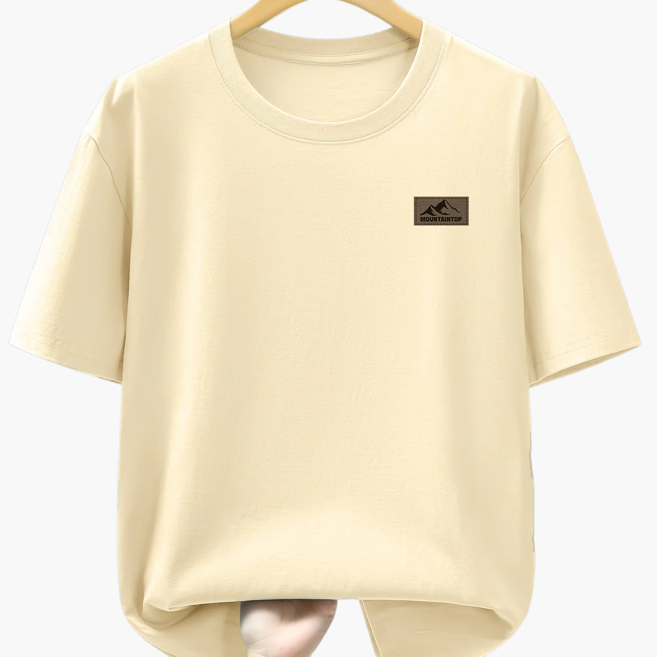 Herr T-shirt med minimalistisk bergslogga – Avslappnad och trendig vardagsstil