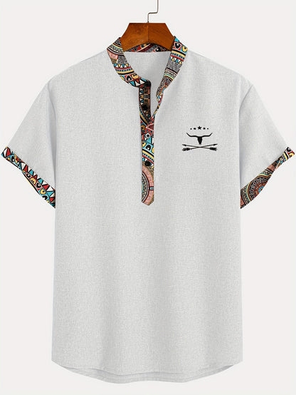 Herr T-shirt med etnisk mönster och avslappnad passform – Perfekt för sommar och vardag