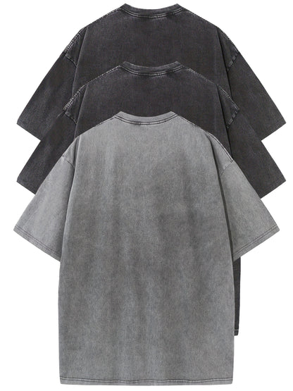 Herr T-shirt Oversize Vintage Look – Avslappnad Stil för Vardag och Fritid