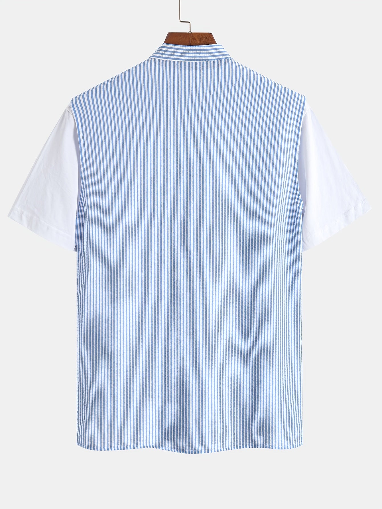 Herr – Modern ärmlös randig Henley-skjorta för avslappnad och stilren look