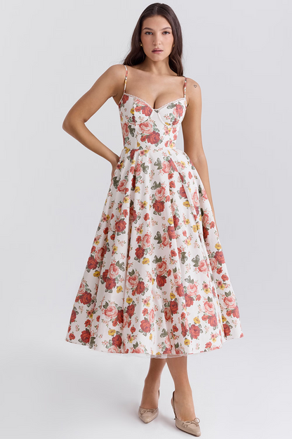 Damklänning Festklänning Elegant Vintage Stil Balklänning med Markerad Midja och Vid Kjol