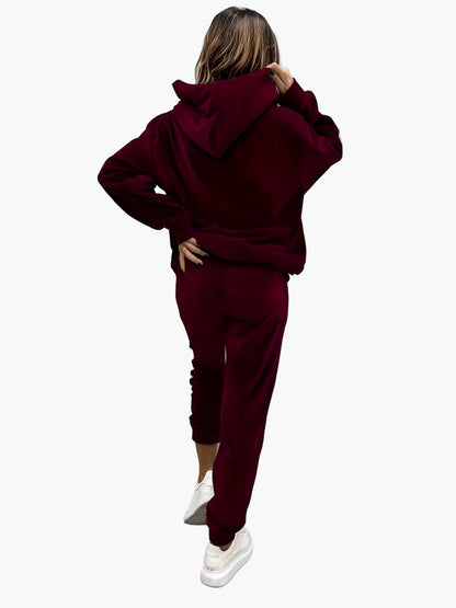 Damset Sportig Hoodie och Joggingbyxor – Vardagsoutfit med Trendig Design