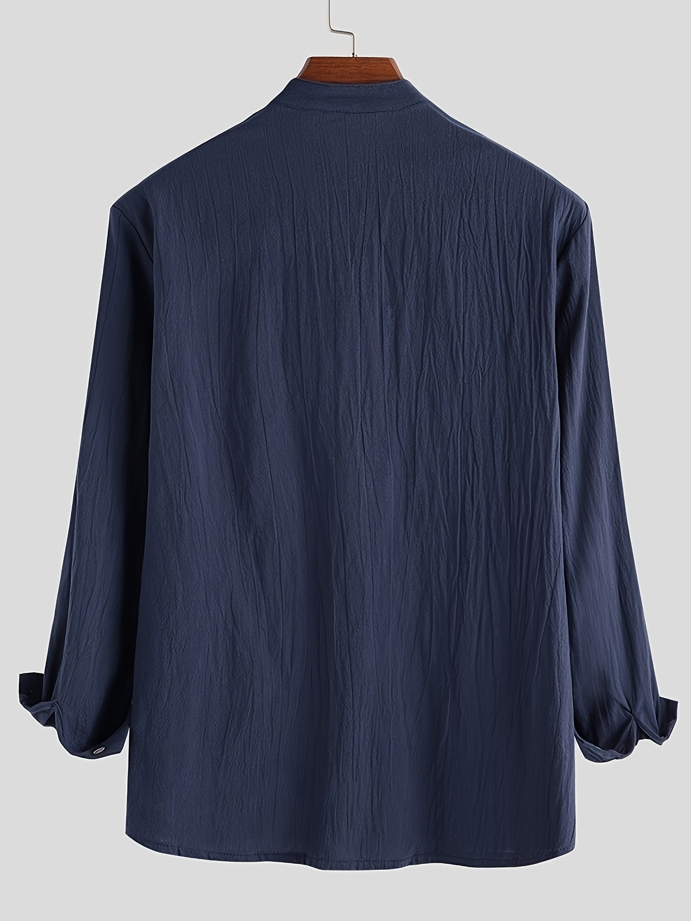 Herr Skjorta Henley Långärmad Avslappnad Modern Stil