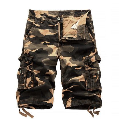 Karl – Kamouflage Tryckt Knälång Cargo Shorts