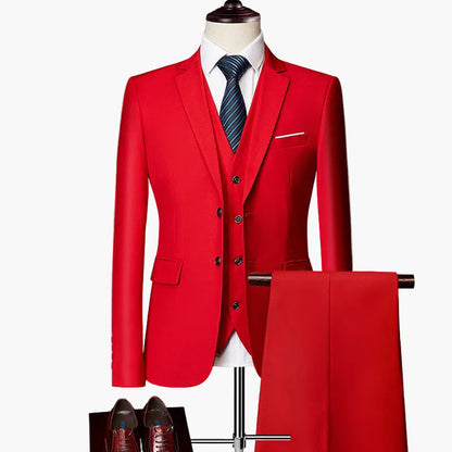 Herr Elegant 3-Delad Kostymset Slim Fit Formell Bröllop & Affär