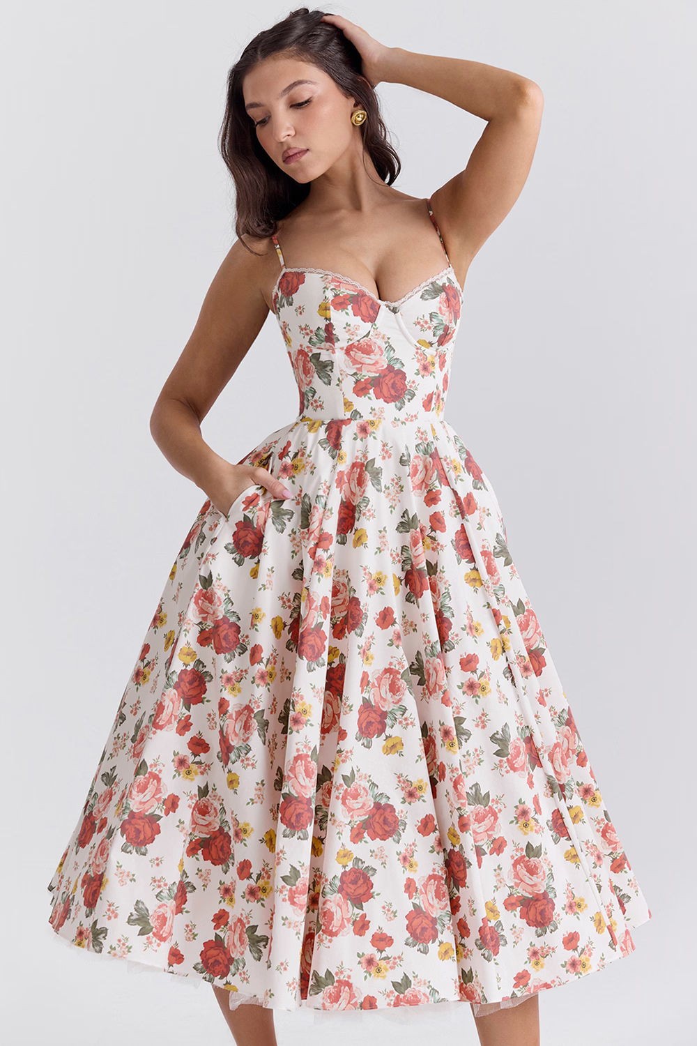 Damklänning Festklänning Elegant Vintage Stil Balklänning med Markerad Midja och Vid Kjol