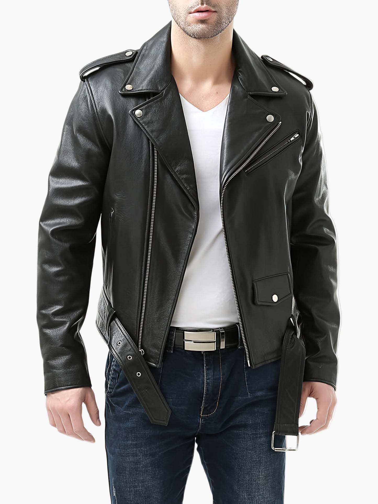 Herr Vintage Bikerjacka – Modern Streetwear Med Stil
