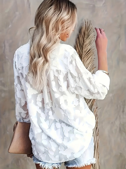 Dam Blus med Blommönster och Elegant Vardagsstil – Perfekt för Fritid och Fest
