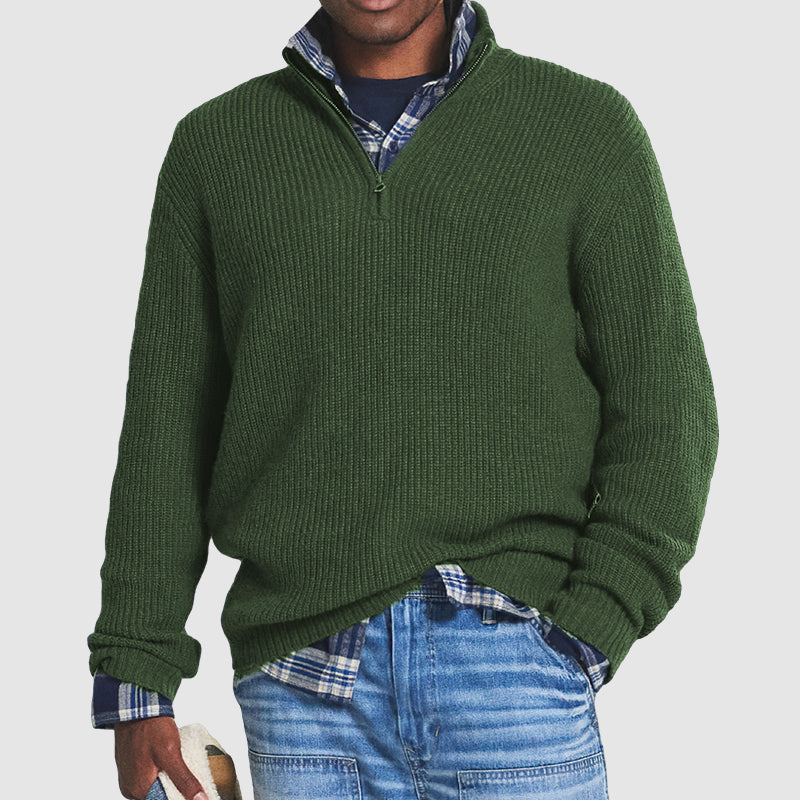 Herrtröja med halv dragkedja – Stickad pullover för business-casual och vardag