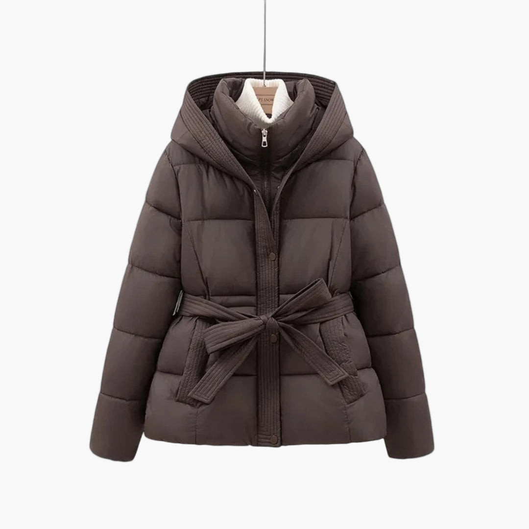 Dam Vinterjacka Parkas med Bälte – Elegant och Varm Kappa för Vardagsbruk