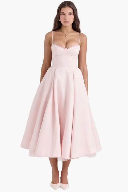 Damklänning Festklänning Elegant Vintage Stil Balklänning med Markerad Midja och Vid Kjol