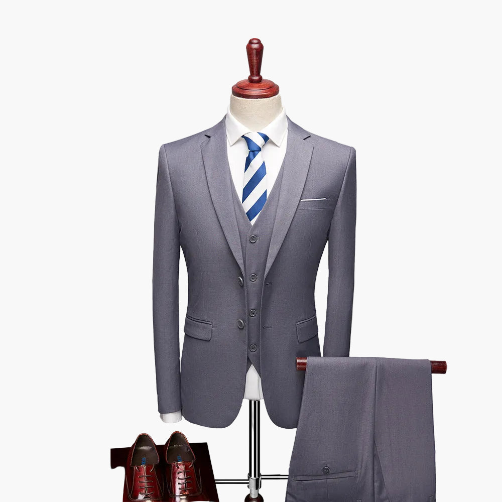 Herr Elegant 3-Delad Kostymset Slim Fit Formell Bröllop & Affär