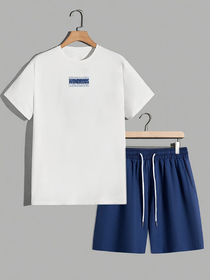 Herrset med T-shirt och Shorts, Modern Streetwear med Psykedeliskt Grafiskt Tryck, Avslappnad Passform