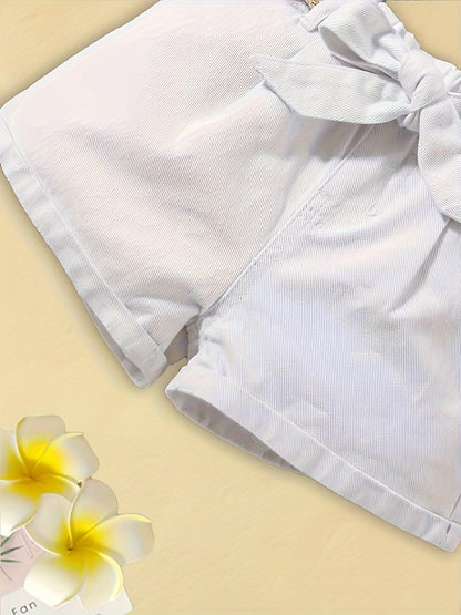 Dam Paperbag Shorts med Hög Midja och Flätat Bälte – Elegant Sommarstil