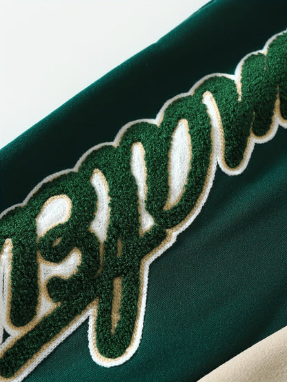 Herrarnas sportiga varsity set med tryck och avslappnad stil