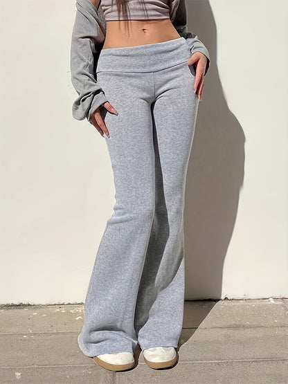Dam Flare Leggings med Hög Midja – Trendiga Utsvängda Byxor för Träning och Vardag