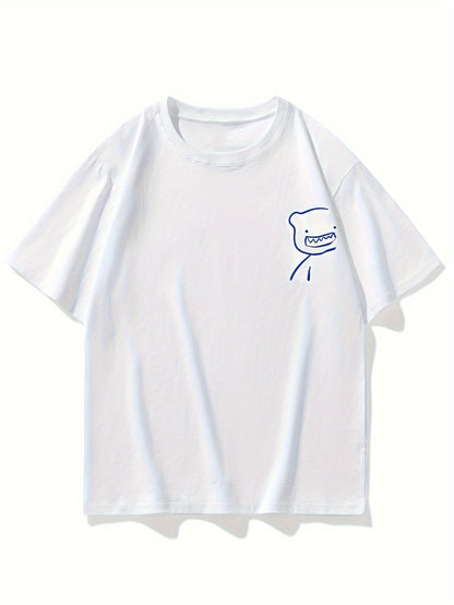 Herr T-shirt med konstnärligt björnmotiv och modern streetwear-stil