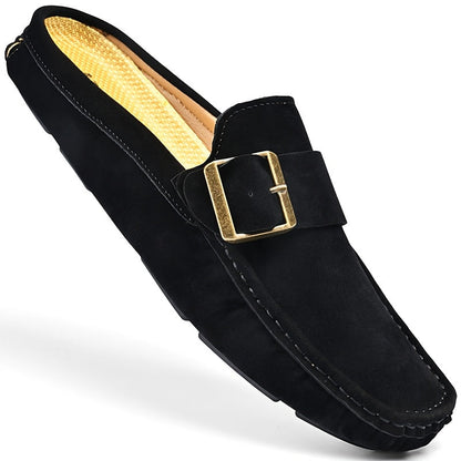 Herr loafers med öppen häl och spänne – Elegant slip-on för vardag och fest