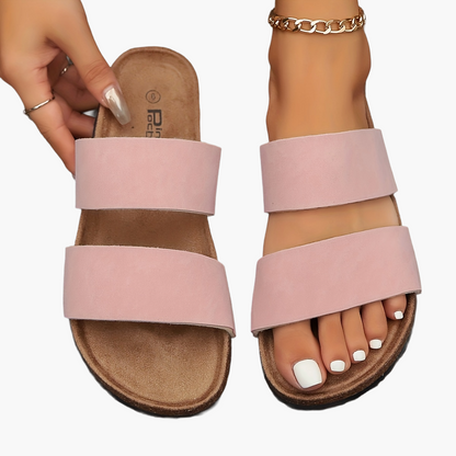 Damers Stilrena Slip-in Sandaler med Dubbelrem för Sommar och Vardag