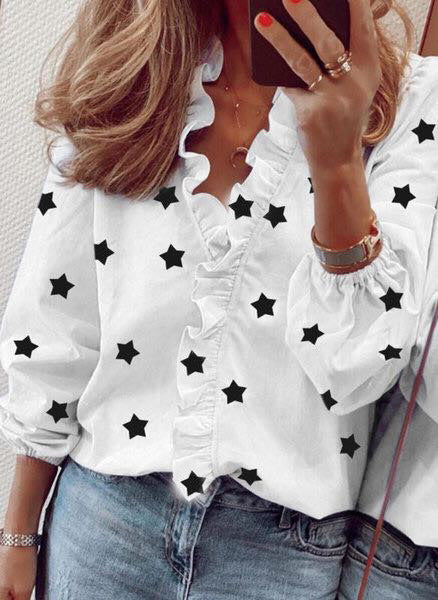 Danielle – Långärmad Blus med Volanger