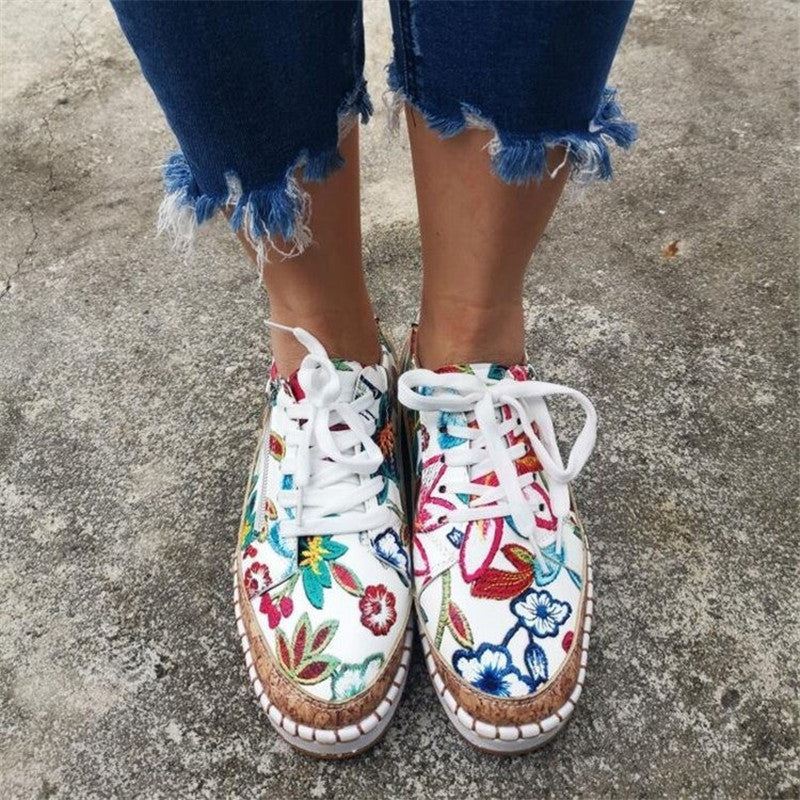Dam Sneakers för kvinnor – Blommiga bekväma sneakers för vardag och promenad
