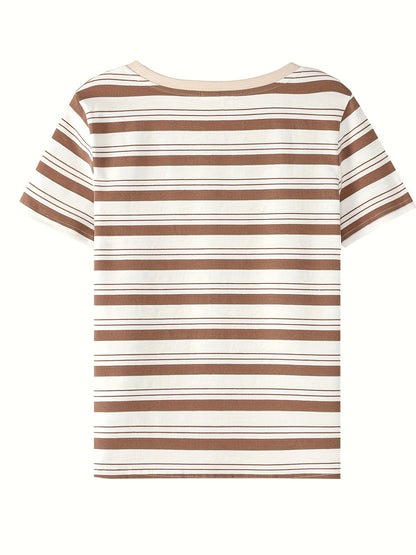 Dam T-shirt med klassiska ränder och avslappnad stil – perfekt för vardagsbruk och trendiga outfits