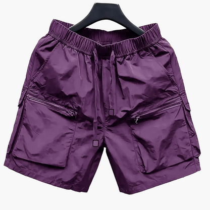 Herrarnas avslappnade cargoshorts med stora fickor och dragkedja – trendig streetwear för vardag och fritid