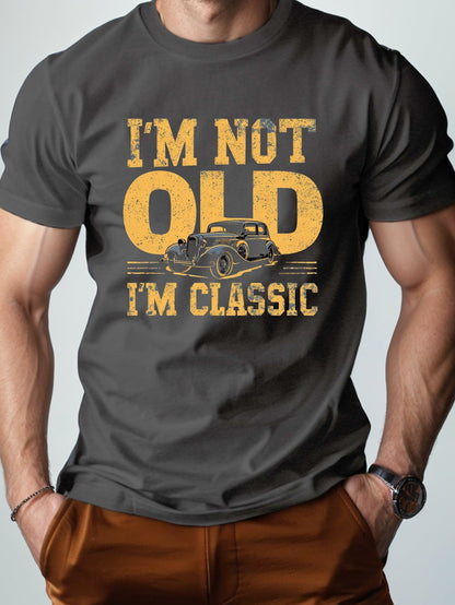 Herr T-shirt med Vintagebil – Rolig Present till Klassikerälskare, Casual Stil