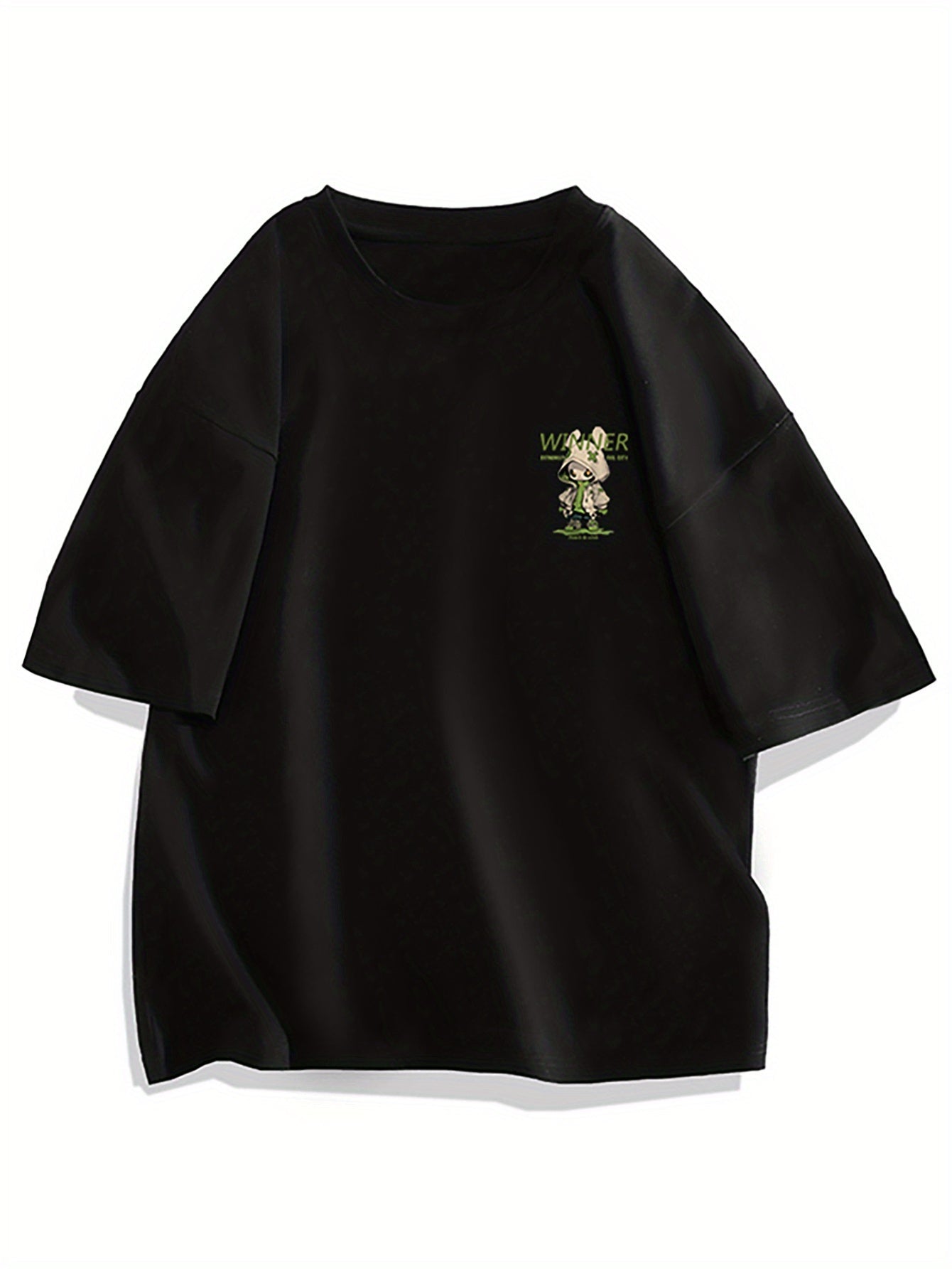 Herr T-shirt Streetwear Oversize med Tecknad Grafisk Design och Urban Stil