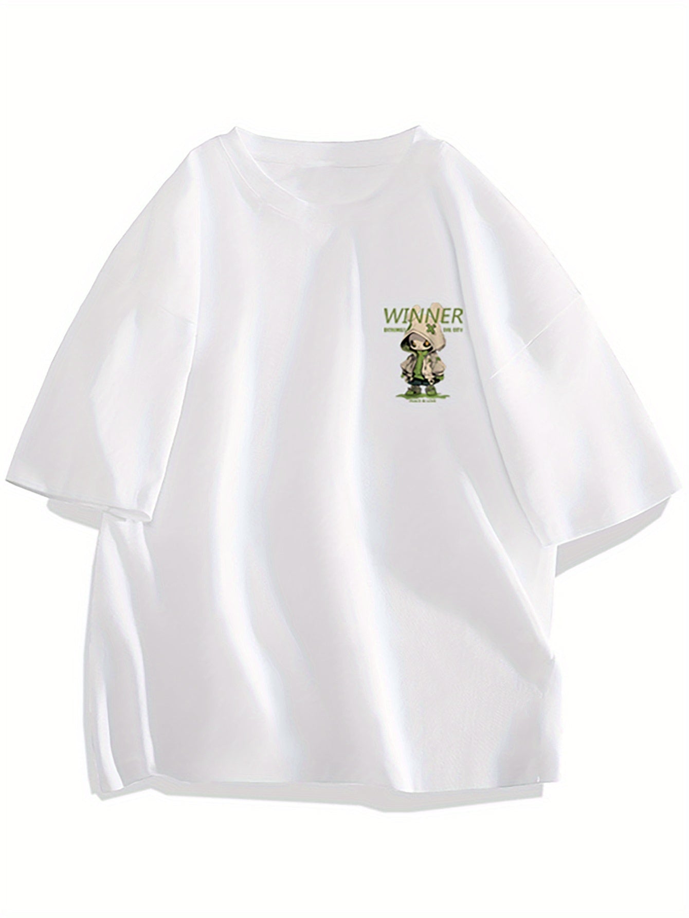 Herr T-shirt Streetwear Oversize med Tecknad Grafisk Design och Urban Stil