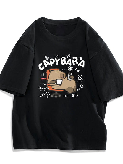 Herr T-shirt med Capybara-motiv – Avslappnad och rolig vardagsstil för ungdomar