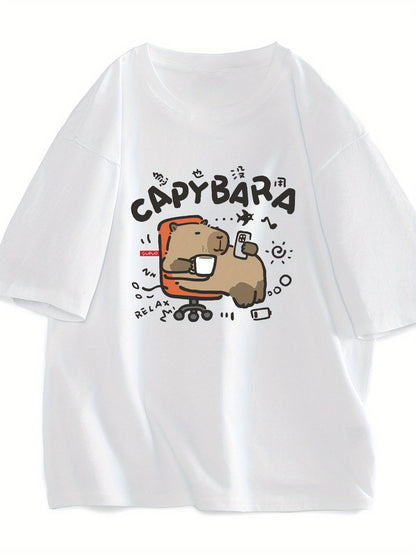 Herr T-shirt med Capybara-motiv – Avslappnad och rolig vardagsstil för ungdomar