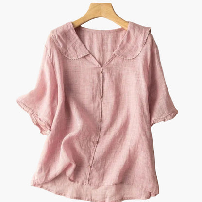 Dam Blus med Vintagekrage och Avslappnad Passform – Perfekt för Vardag och Arbete