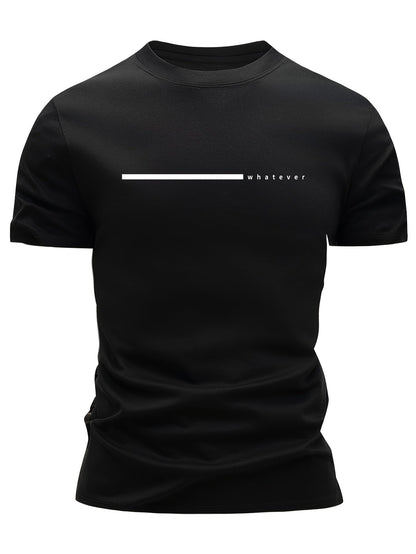 Herr T-shirt Modern Casual Stil "Whatever" Tryckt Design – Perfekt för Vardagsbruk